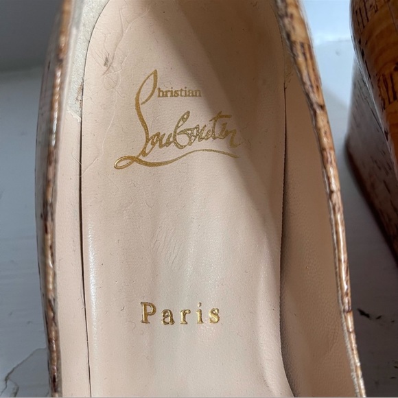 Christian Louboutin Skinny Cork Peep Toe Wedge Heels In Size 36 1/2 - Picture 9 of 12